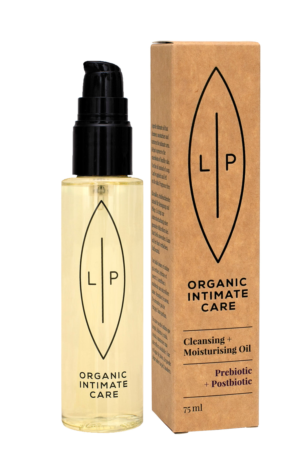 LIP Organic Intimate Care: Cleansing + Moisturising Oil, Prebiotic + Postbiotic